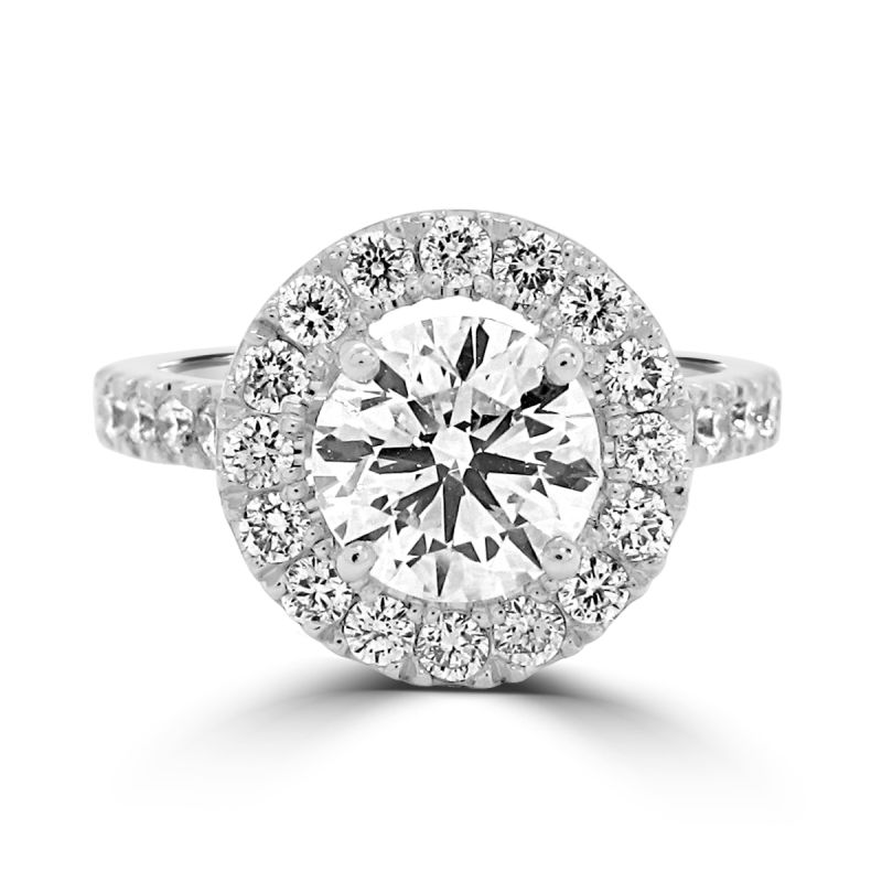 Platinum Brilliant Cut Diamond Halo Engagement Ring 2.44ct