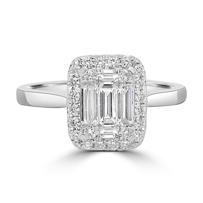 Platinum Brilliant & Baguette Cut Diamond Engagement Ring 0.40ct