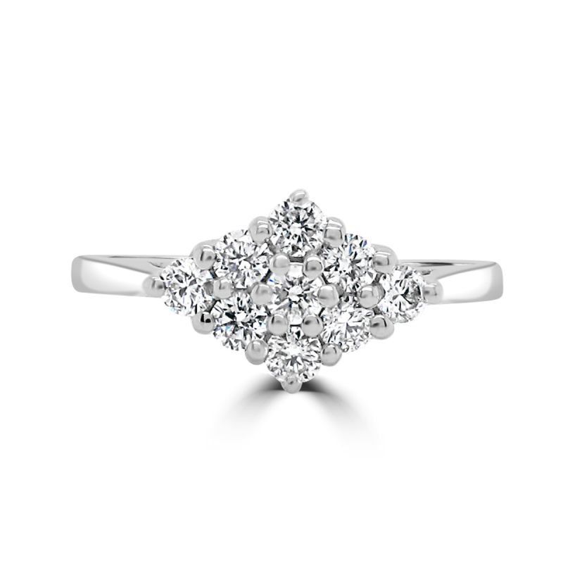 Platinum Brilliant Cut Diamond Cluster Engagement Ring 0.50ct