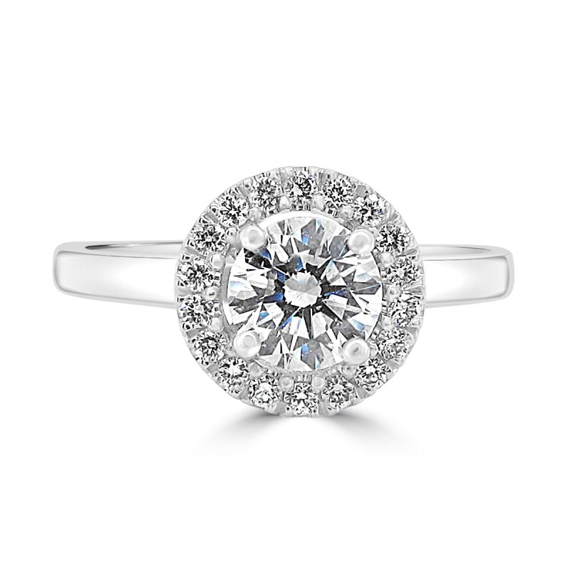 Platinum Brilliant Cut Diamond Halo Engagement Ring 0.84ct