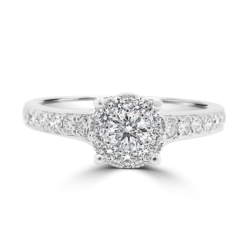 Platinum Brilliant Cut Diamond Starburst Engagement Ring 0.47ct