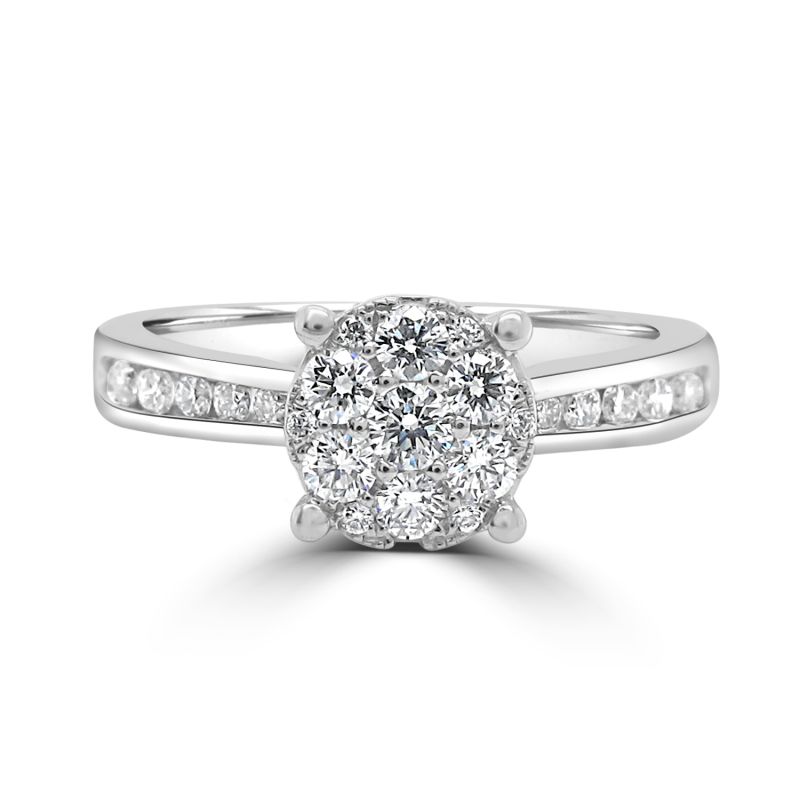 Platinum Brilliant Cut Diamond Starburst Engagement Ring 0.51ct