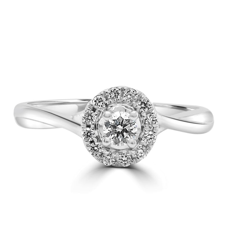 Platinum Brilliant Cut Diamond Halo Engagement Ring 0.20ct