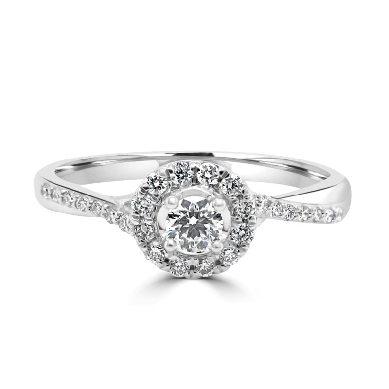 Platinum Brilliant Cut Diamond Halo Engagement Ring 0.25ct