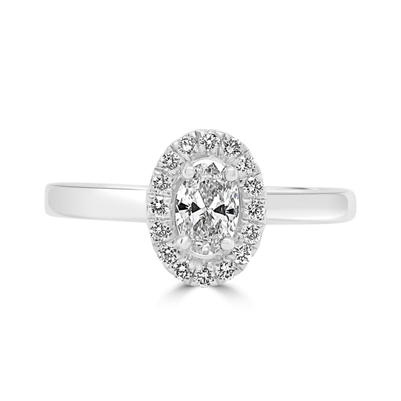 Platinum Oval Cut Diamond Halo Engagement Ring 0.30ct