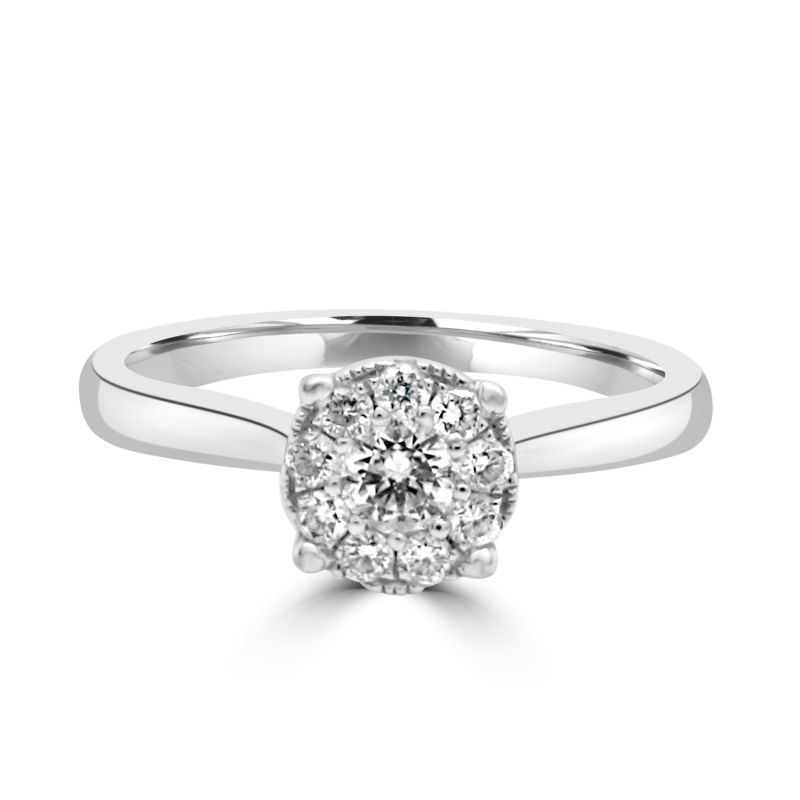 Platinum Brilliant Cut Diamond Starburst Engagement Ring 0.25
