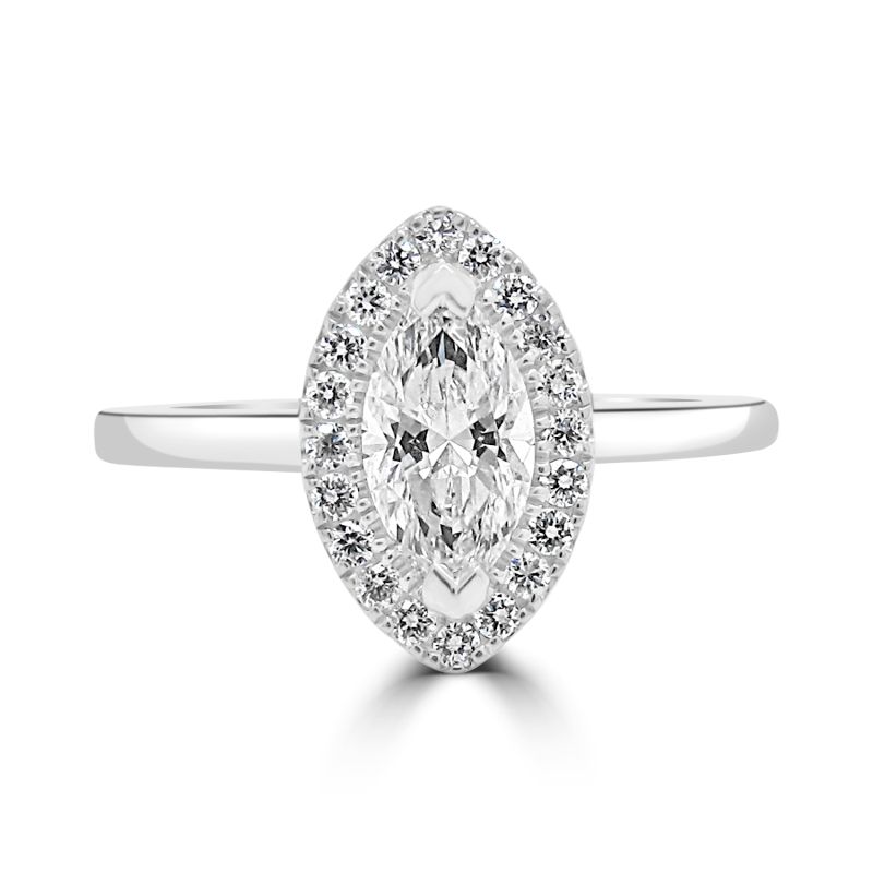 Platinum Marquise Cut Diamond Halo Engagement Ring 0.65ct