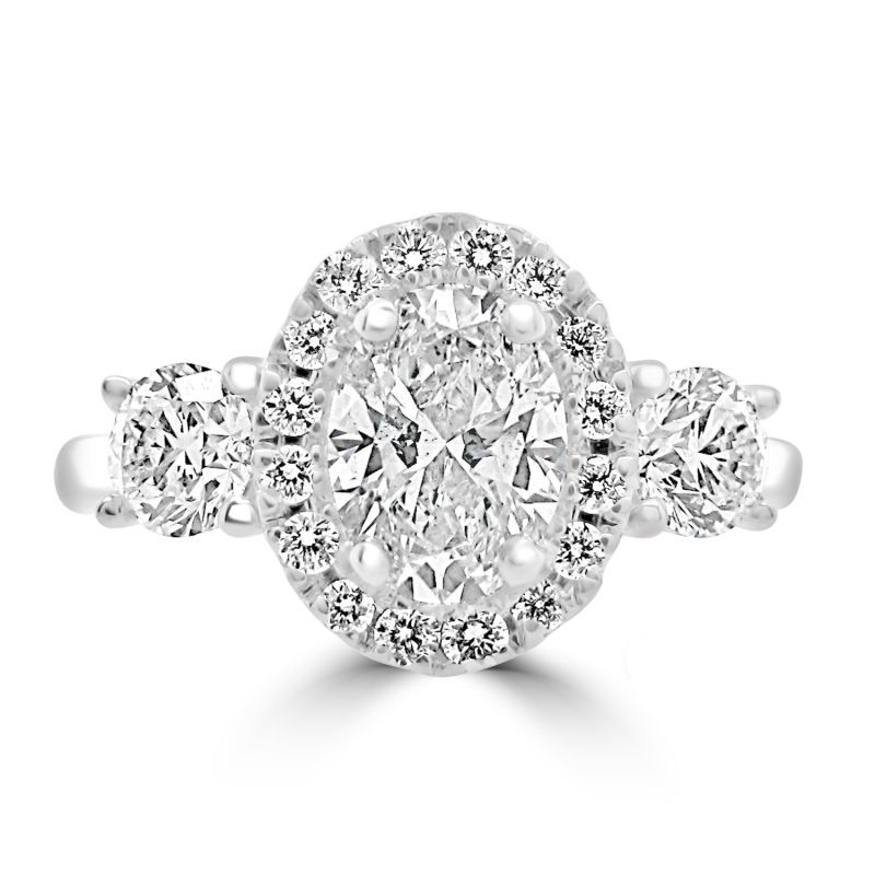 Platinum Oval Cut Diamond Halo Engagement Ring 1.30ct