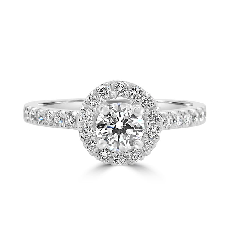 Platinum Brilliant Cut Diamond Halo Engagement Ring 0.55ct