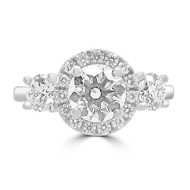 Platinum Brilliant Cut Diamond Halo Engagement Ring 1.30ct