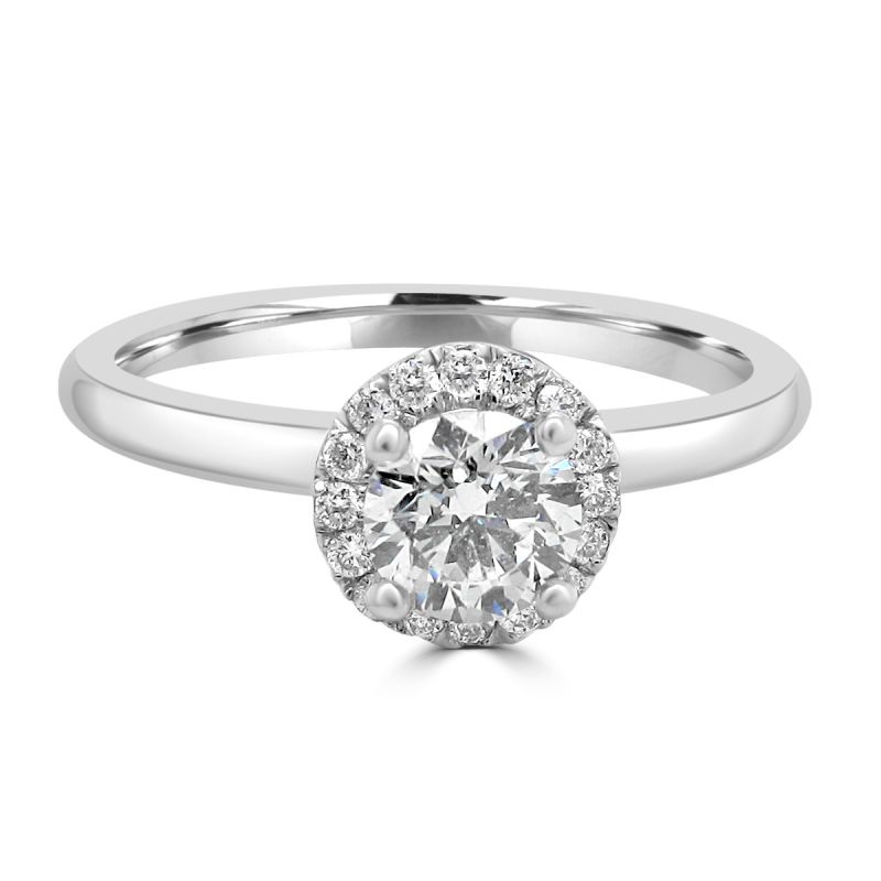 Platinum Brilliant Cut Diamond Halo Engagement Ring 0.58ct