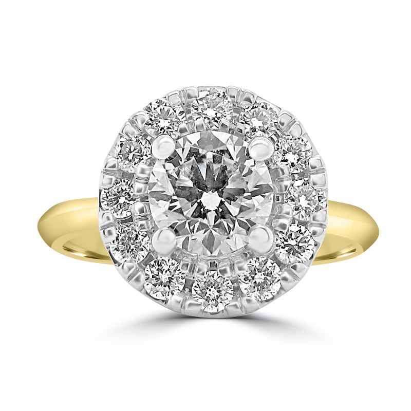18ct Yellow Gold Brilliant Cut Diamond Halo Engagement Ring 1.05ct