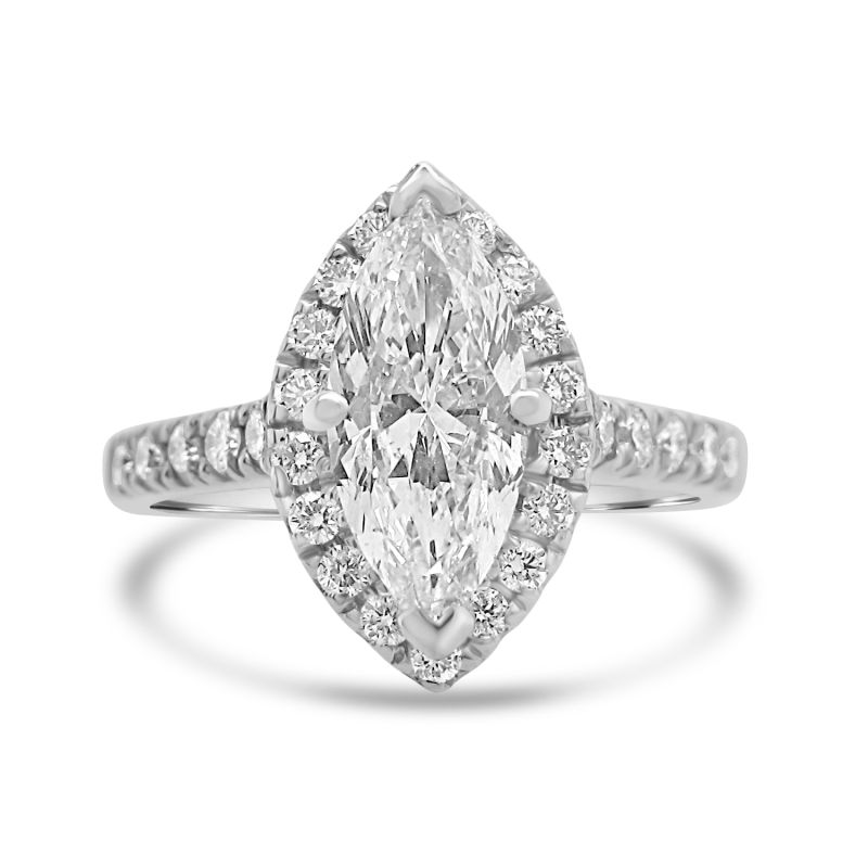 Platinum Marquise Cut Diamond Halo Engagement Ring 1.41ct