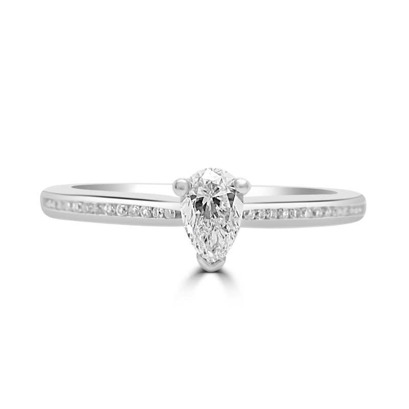 Platinum Pear Shape Diamond Engagement Ring 0.34ct