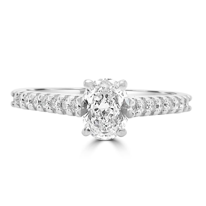 Platinum Oval Cut Diamond Engagement Ring 0.49ct