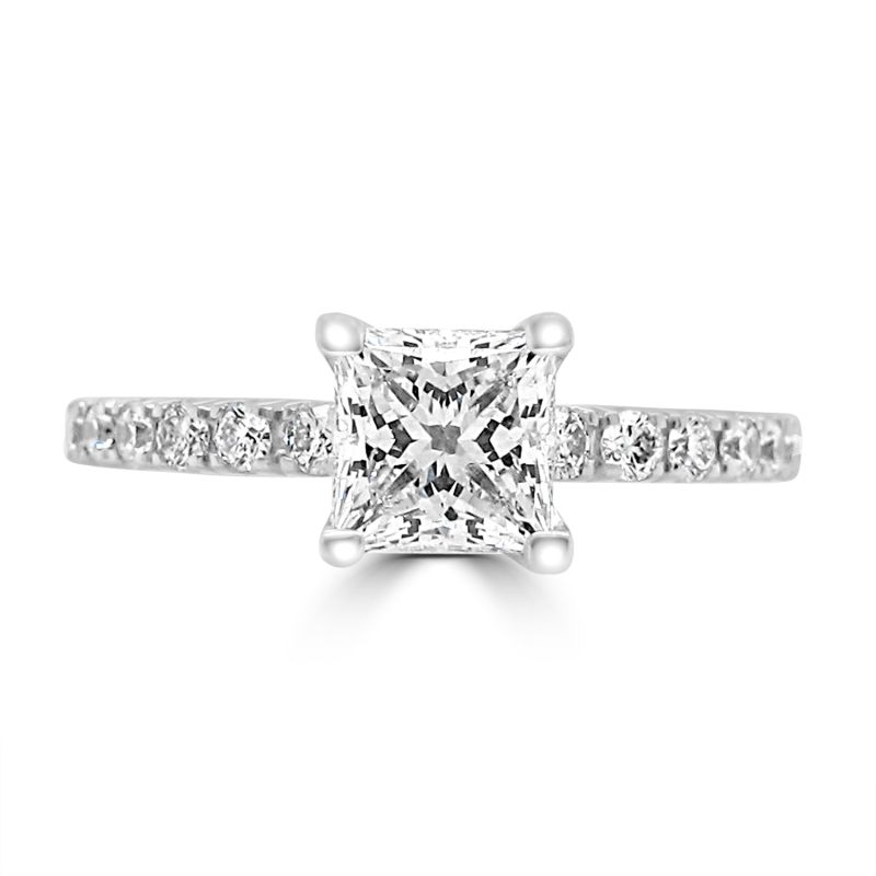 Platinum Princess Cut Diamond Solitaire Engagement Ring 1.05ct