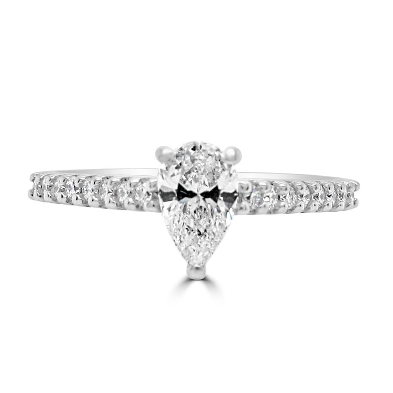 Platinum Pear Cut Diamond Engagement Ring 0.61ct