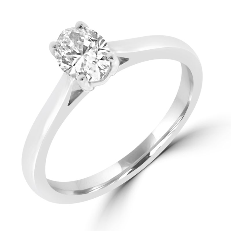 Platinum Oval Cut Diamond Solitaire Engagement Ring 0.44ct
