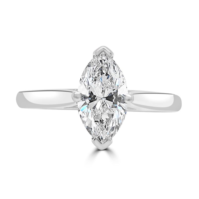 Platinum Marquise Cut Diamond Solitaire Engagement Ring 0.91ct