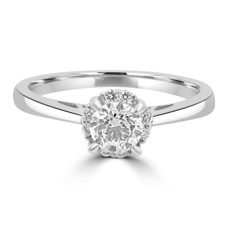 18ct White Gold Brilliant Cut Diamond Halo Engagement Ring 0.35