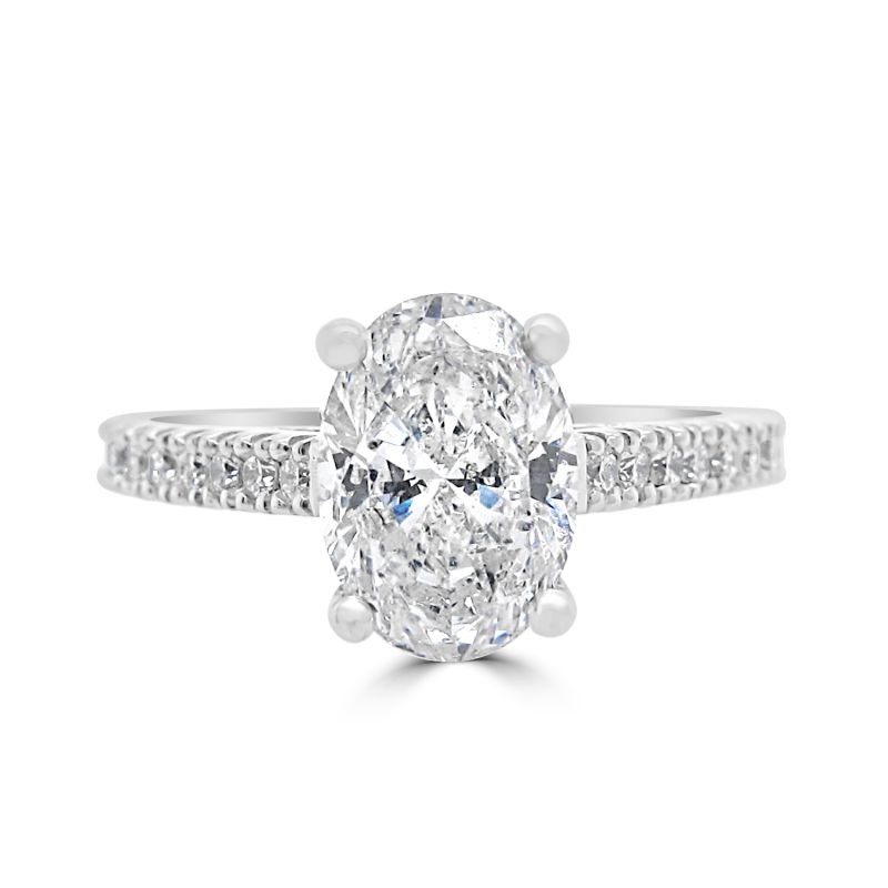 Platinum Oval Cut Diamond Engagement Ring 1.74ct