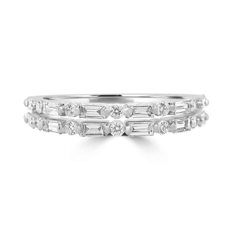 18ct White Gold Baguette & Brilliant Double Row Eternity Ring