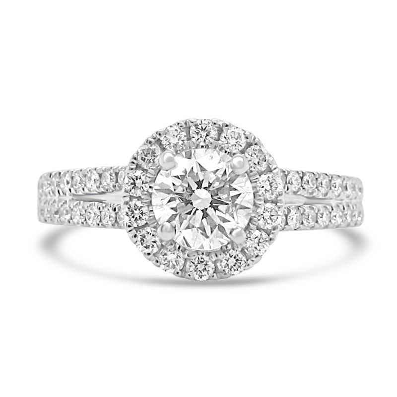 Platinum Brilliant Cut Diamond Halo Engagement Ring 0.85ct