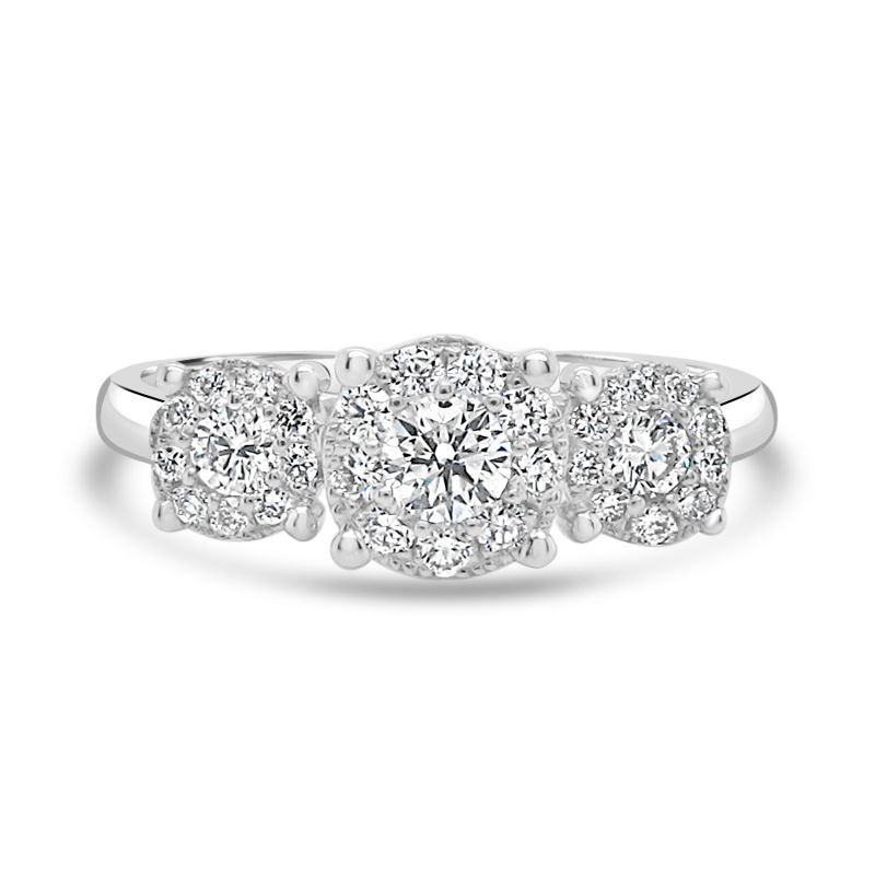 Platinum Brilliant Cut Diamond Starburst Cluster Engagement Ring