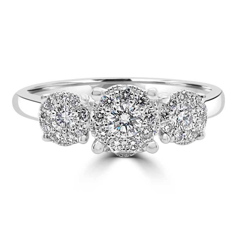 Platinum Brilliant Cut Diamond Starburst Cluster Engagement Ring