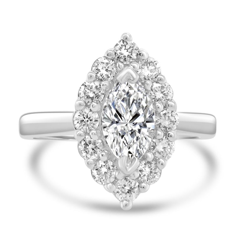 Platinum Marquise Cut Diamond Halo Engagement Ring 1.20ct