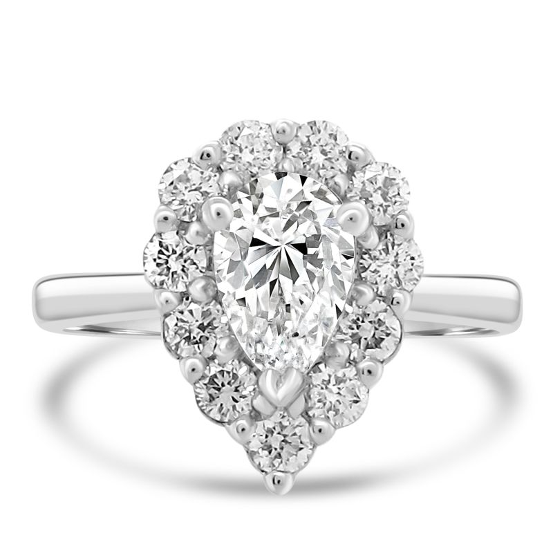 Platinum Pear Cut Diamond Halo Engagement Ring 1.15ct