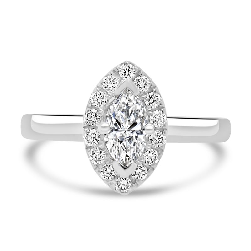 Platinum Marquise Cut Diamond Halo Engagement Ring 0.37ct