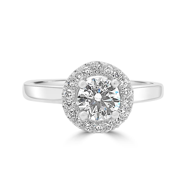 Platinum Brilliant Cut Diamond Halo Engagement Ring 0.74ct