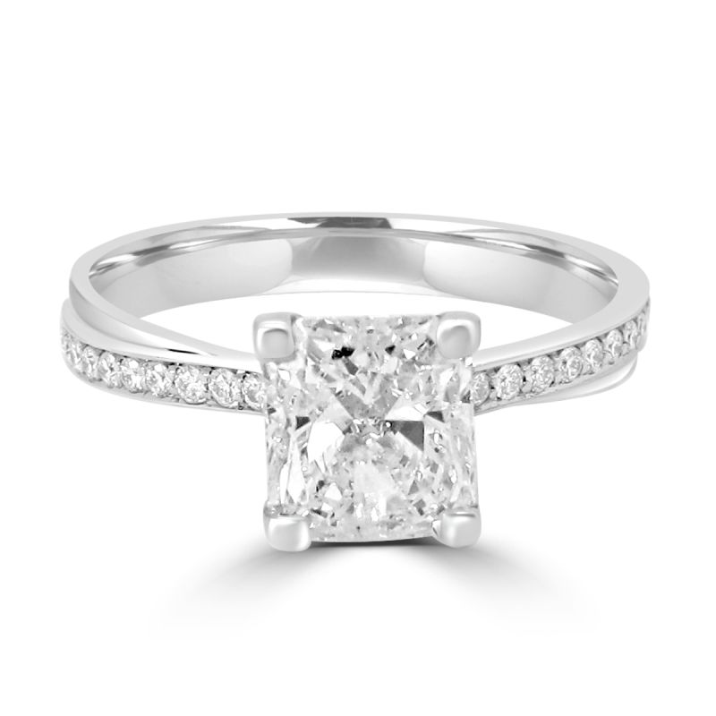 Platinum Radiant Cut Diamond Engagement Ring 1.30ct
