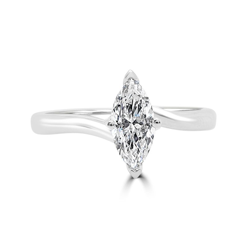 Platinum Marquise Cut Diamond Solitaire Engagement Ring 0.50ct