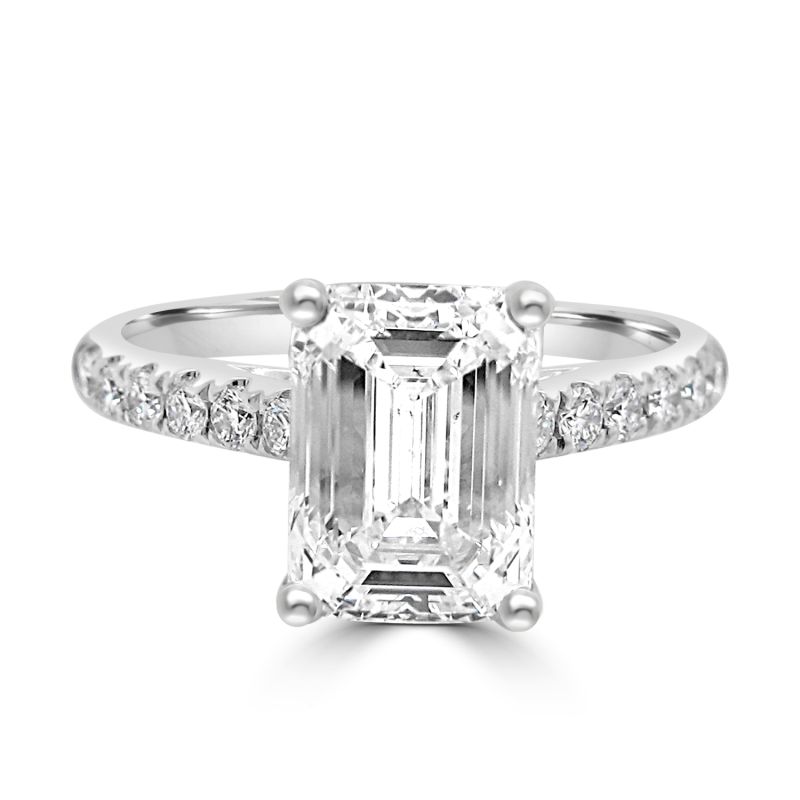 Platinum Emerald Cut Diamond Engagement Ring 2.28ct