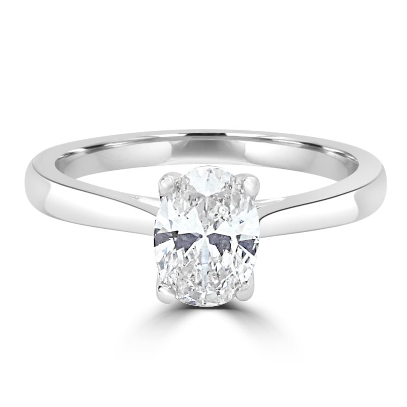 Platinum Oval Cut Diamond Solitaire Engagement Ring 0.69ct