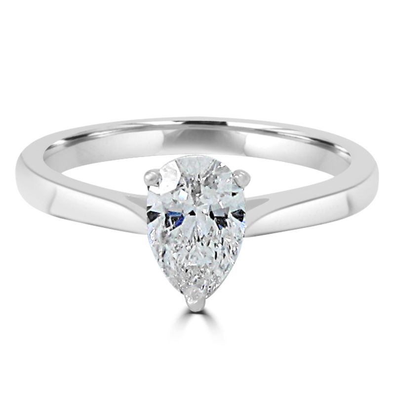 Platinum Pear Cut Diamond Solitaire Engagement Ring 0.70ct