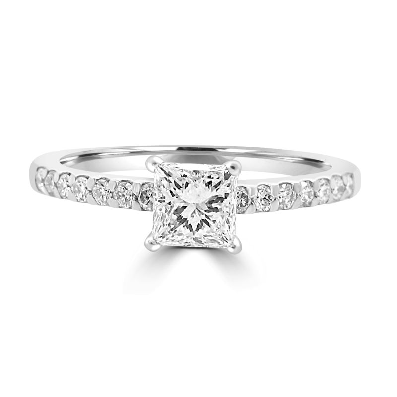 Platinum Princess Cut Diamond Solitaire Ring 0.71ct