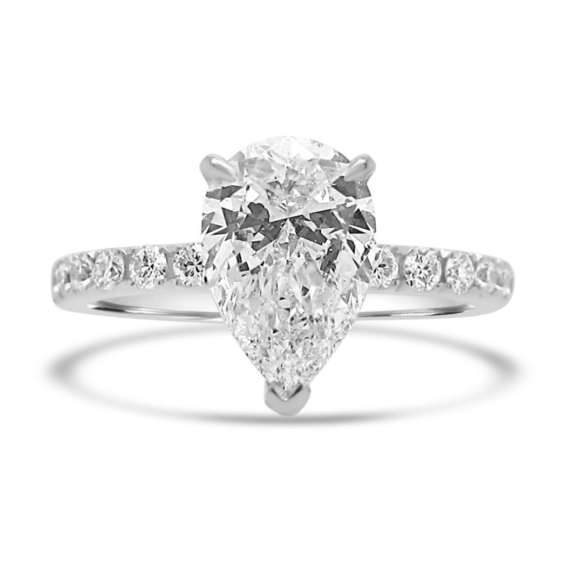 Platinum Pear cut Diamond Solitaire Engagement Ring 1.71ct