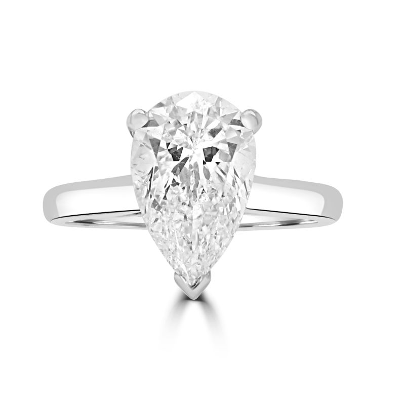 Platinum Pear Cut Diamond Solitaire Engagement Ring 2.01ct