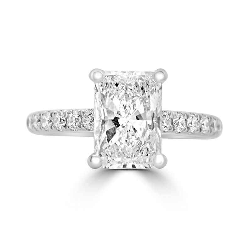 Platinum Radiant Cut Diamond Solitaire Engagement Ring 1.52ct