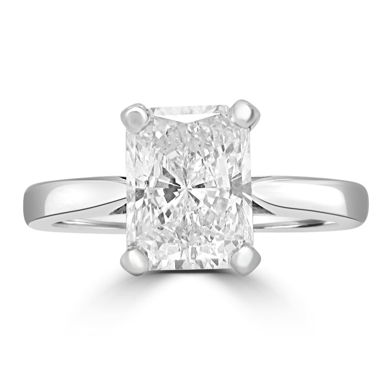 Platinum Radiant Cut diamond Solitaire Engagement Ring 1.60ct