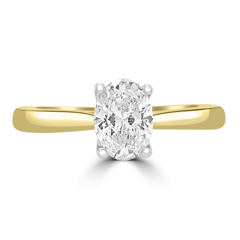 18ct Yellow Gold Oval Cut Diamond Solitaire Engagement Ring 0.51