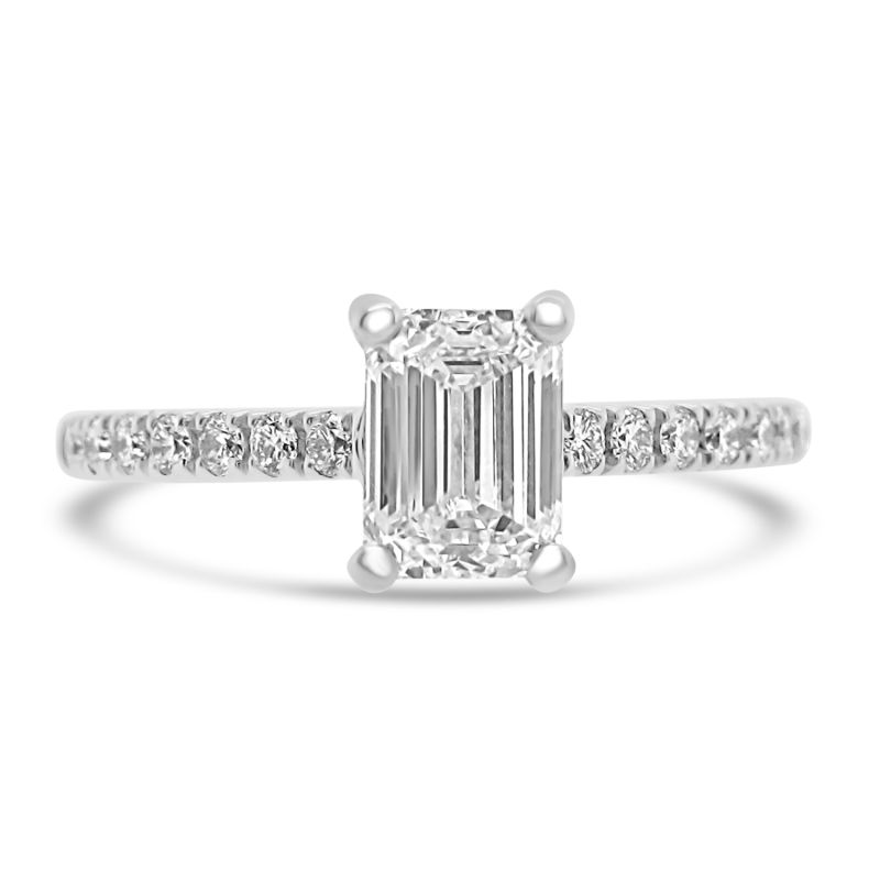 Platinum Emerald Cut Diamond Solitaire Engagement Ring 1.22ct