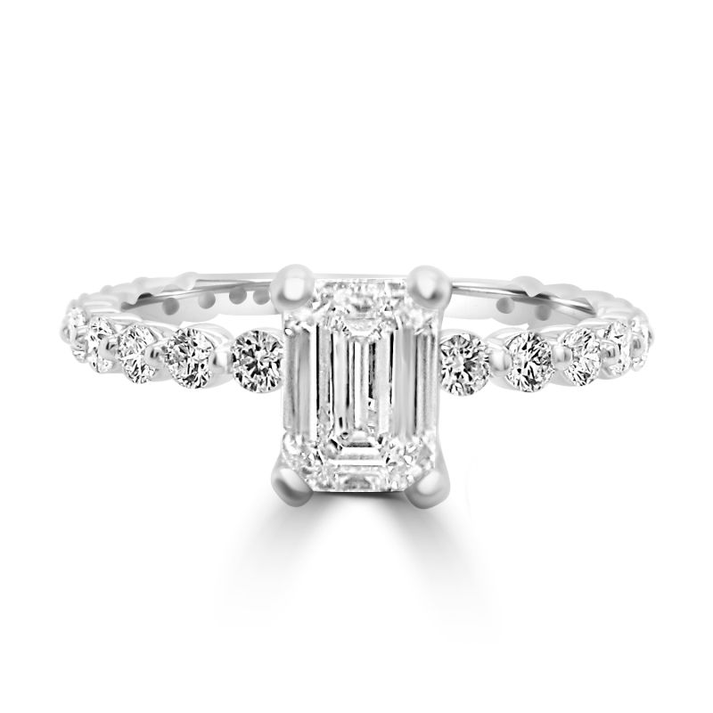 Platinum Emerald Cut Diamond Solitaire Engagement Ring 1.26ct