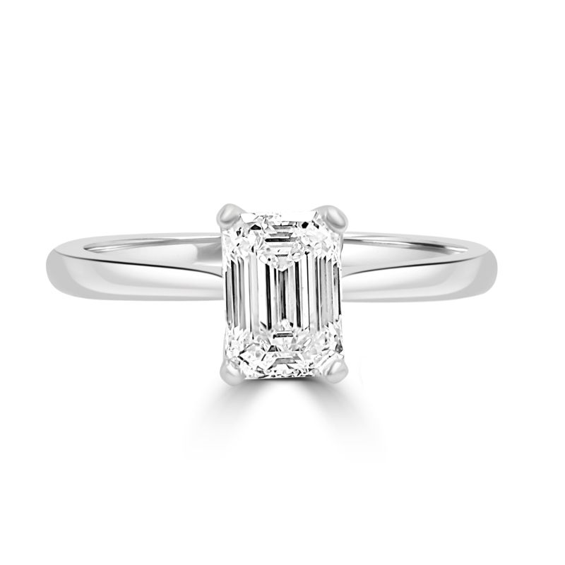 Platinum Emerald Cut Diamond Solitaire Engagement Ring 0.70ct
