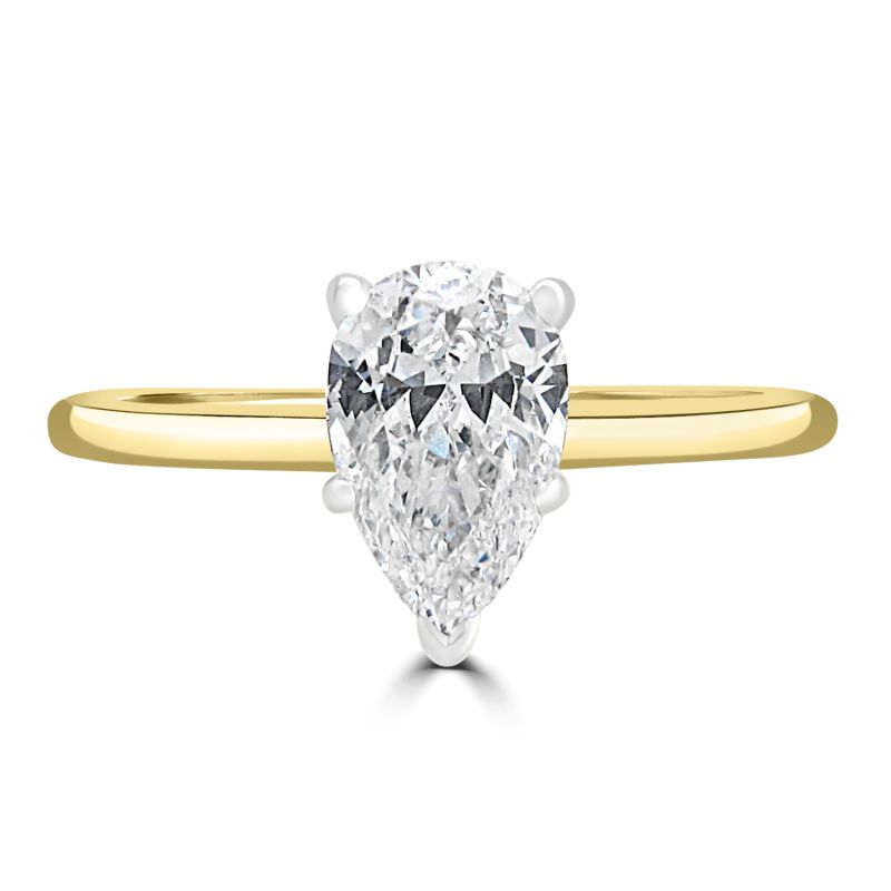 18ct Yellow Gold Pear Cut Diamond Solitaire Engagement Ring 0.70ct