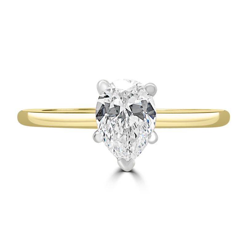 18ct Yellow Gold Pear Cut Diamond Solitaire Engagement Ring 0.50ct