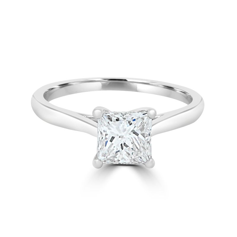 Platinum Princess Cut Diamond Solitaire Engagement Ring 0.75ct